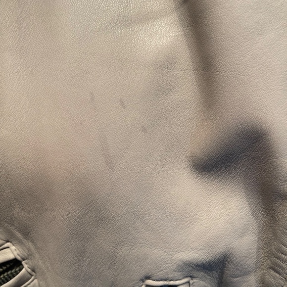 Allsaints Balfern Belted Zip Front Leather Biker Jacket sz 4, light gray - Picture 6 of 6